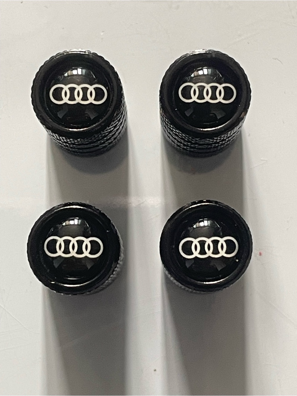 Audi Black Tire Valve Stem Caps - Set of 4